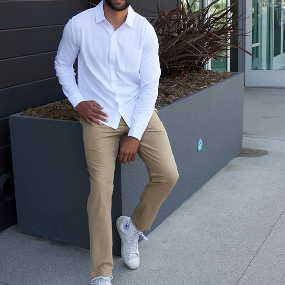 Fabletics Tan Casual Pants. The Only Pant Slim Fit - Picture 7 of 7